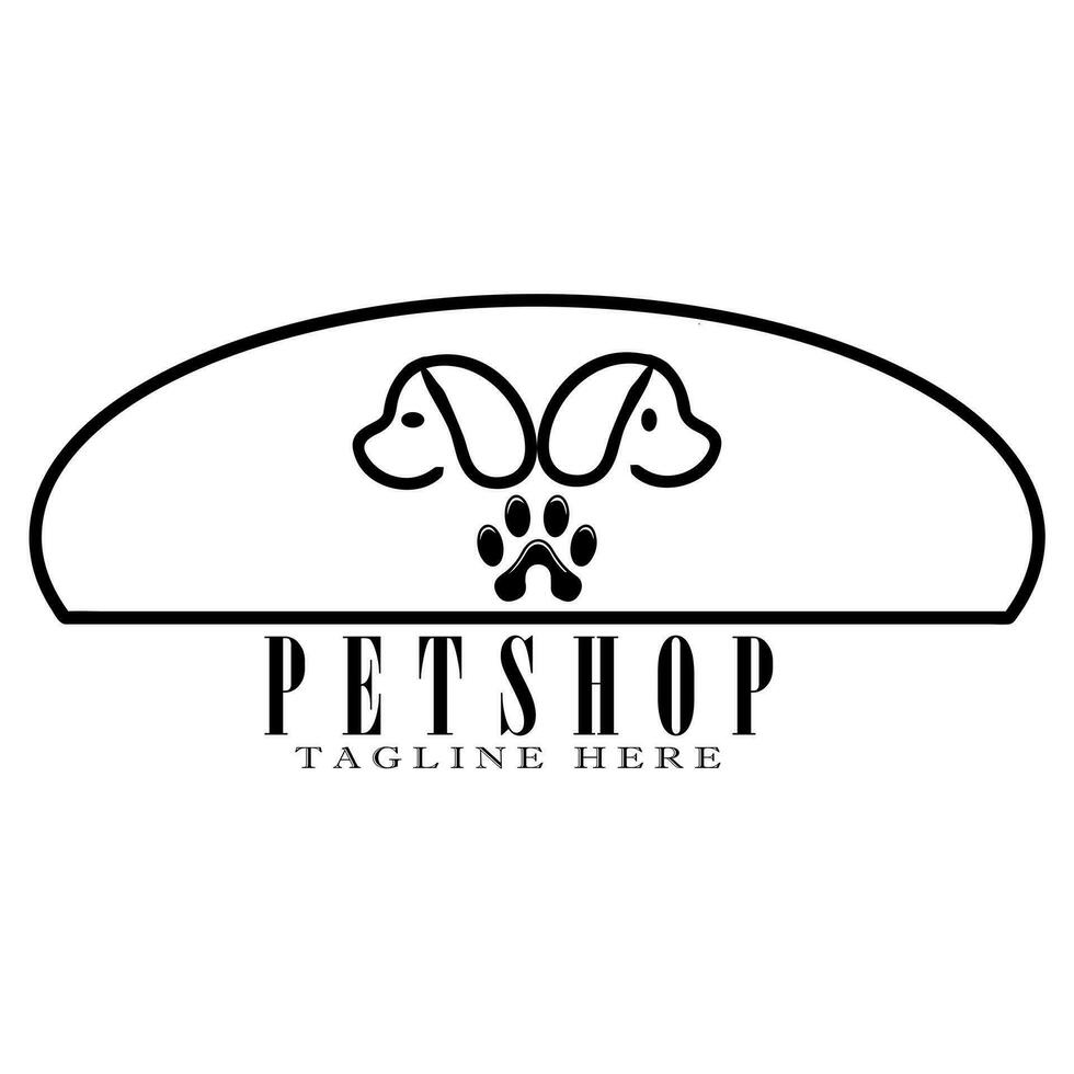 Vektor Haustier Geschäft Zeichen, Logo von zwei Tier Köpfe und Pfoten, isoliert auf Weiß Hintergrund