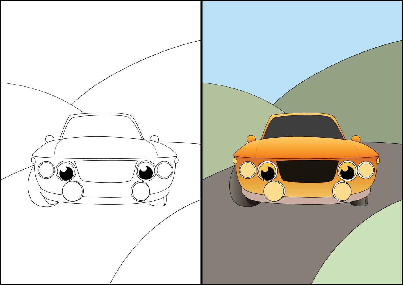 Einfache Fahrzeug-Malvorlagen für Kinder, Kinder-Malvorlagen. vektor