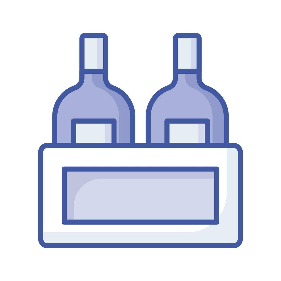 redigerbar ikon av vin flaskor spjällåda, öl flaskor inuti trä- spjällåda vektor