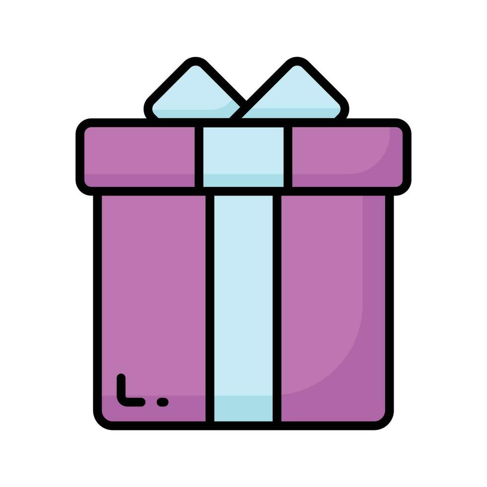 Eine wunderschön verpackte Geschenkbox mit dekorativer Schleife, eine Ikone der Geschenkbox vektor