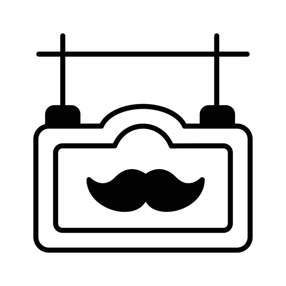 trä- styrelse har mustascher betecknar begrepp ikon av salong styrelse, barberare affär skylt vektor design