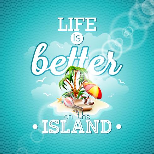 Auf der Insel Inspiration Zitat mit Paradise Island ist das Leben besser vektor