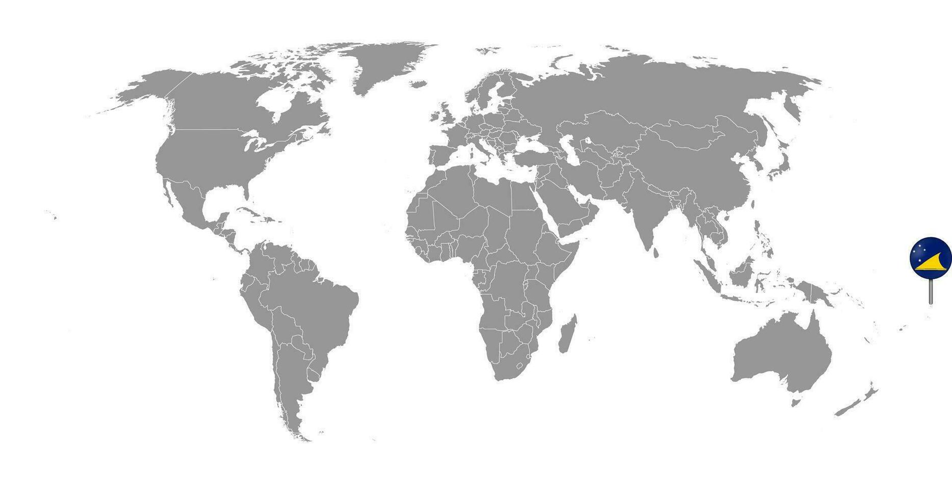 nålkarta med tokelauflagga på världskartan. vektor illustration.