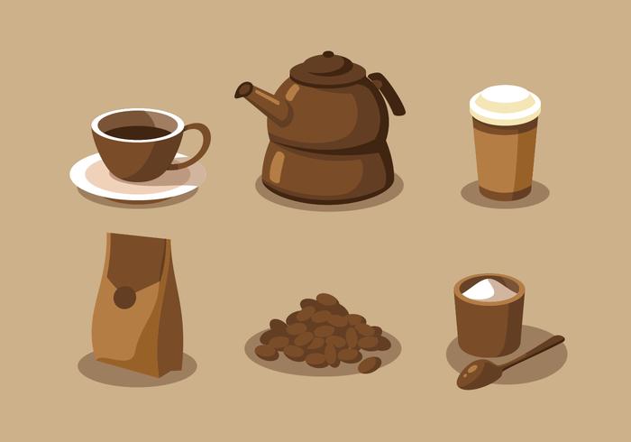 Kaffee-Elemente Clipart Vektor festgelegt