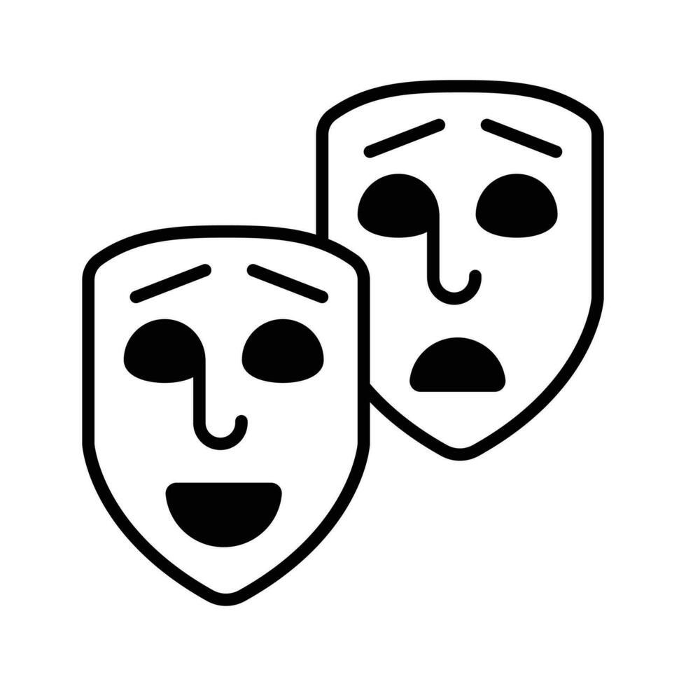 Gesicht Masken, Theater Masken Thema Party Symbol im modern Stil, einfach zu verwenden vektor