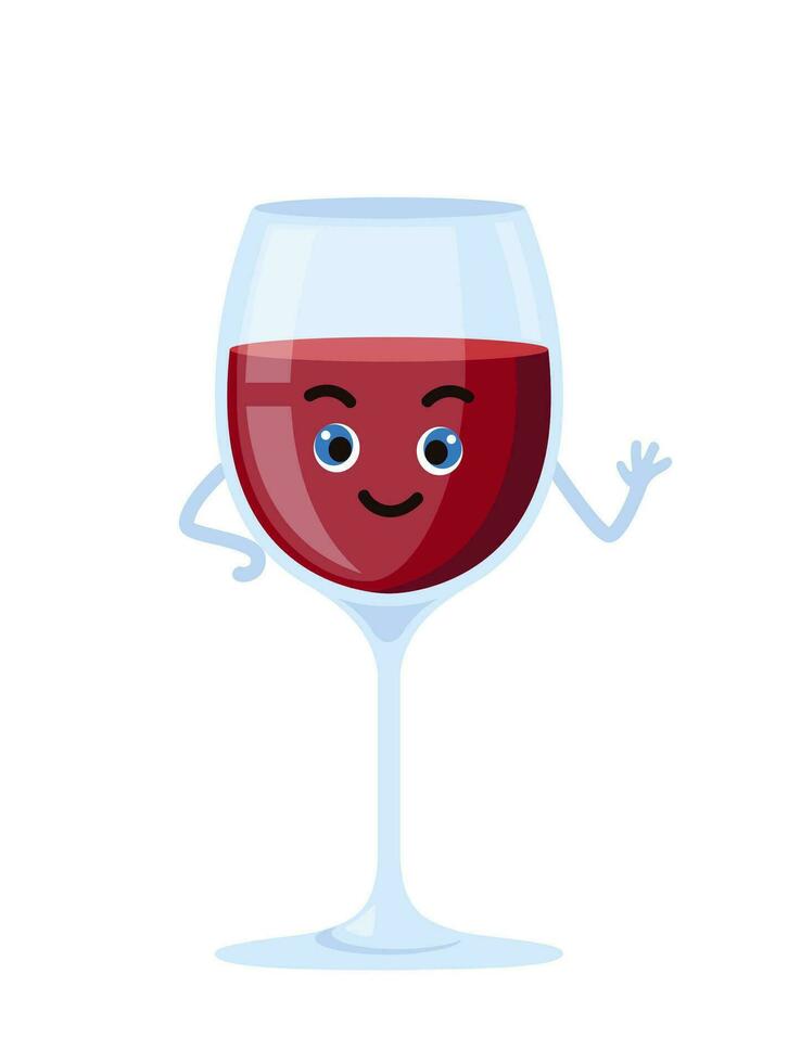 söt vin glas tecknad serie karaktär. vektor illustration för vin reklam.