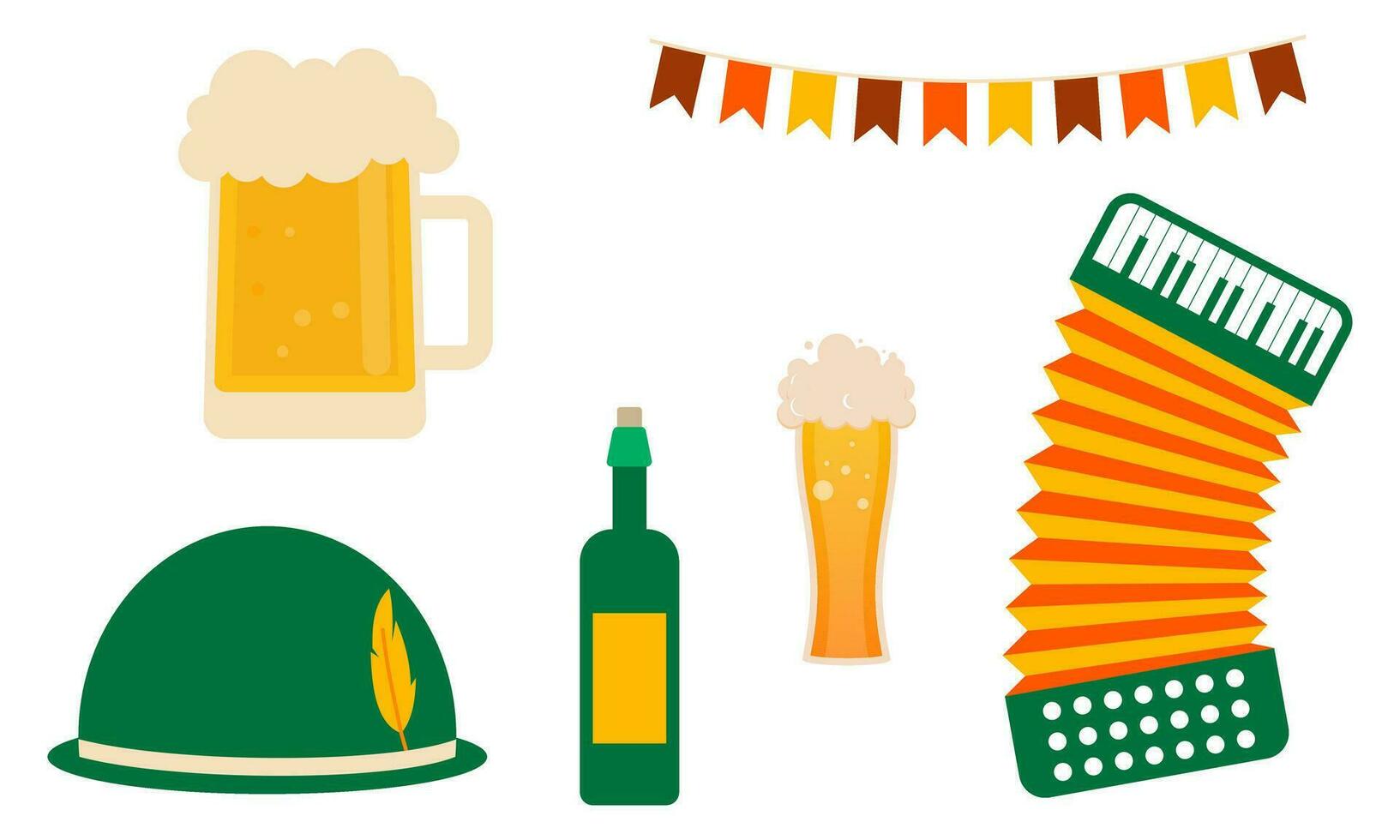 Oktoberfest Bier Festival Symbole einstellen vektor