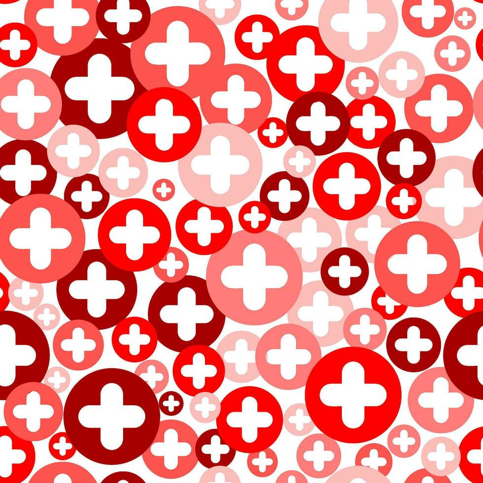 plus korsa mönster. abstrakt medicinsk sömlös bakgrund. vektor sjukhus och sjukvård geometrisk symbol. enkel röd element på vit bakgrund.