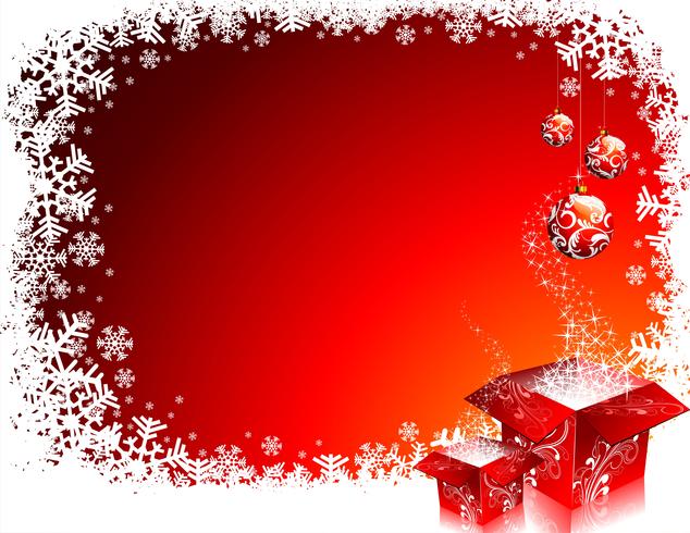 Weihnachtsillustration mit Geschenkboxen auf rotem Hintergrund vektor