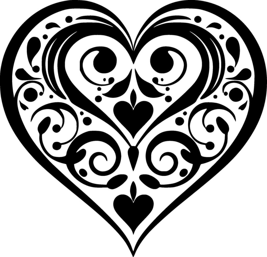Herz - - schwarz und Weiß isoliert Symbol - - Vektor Illustration