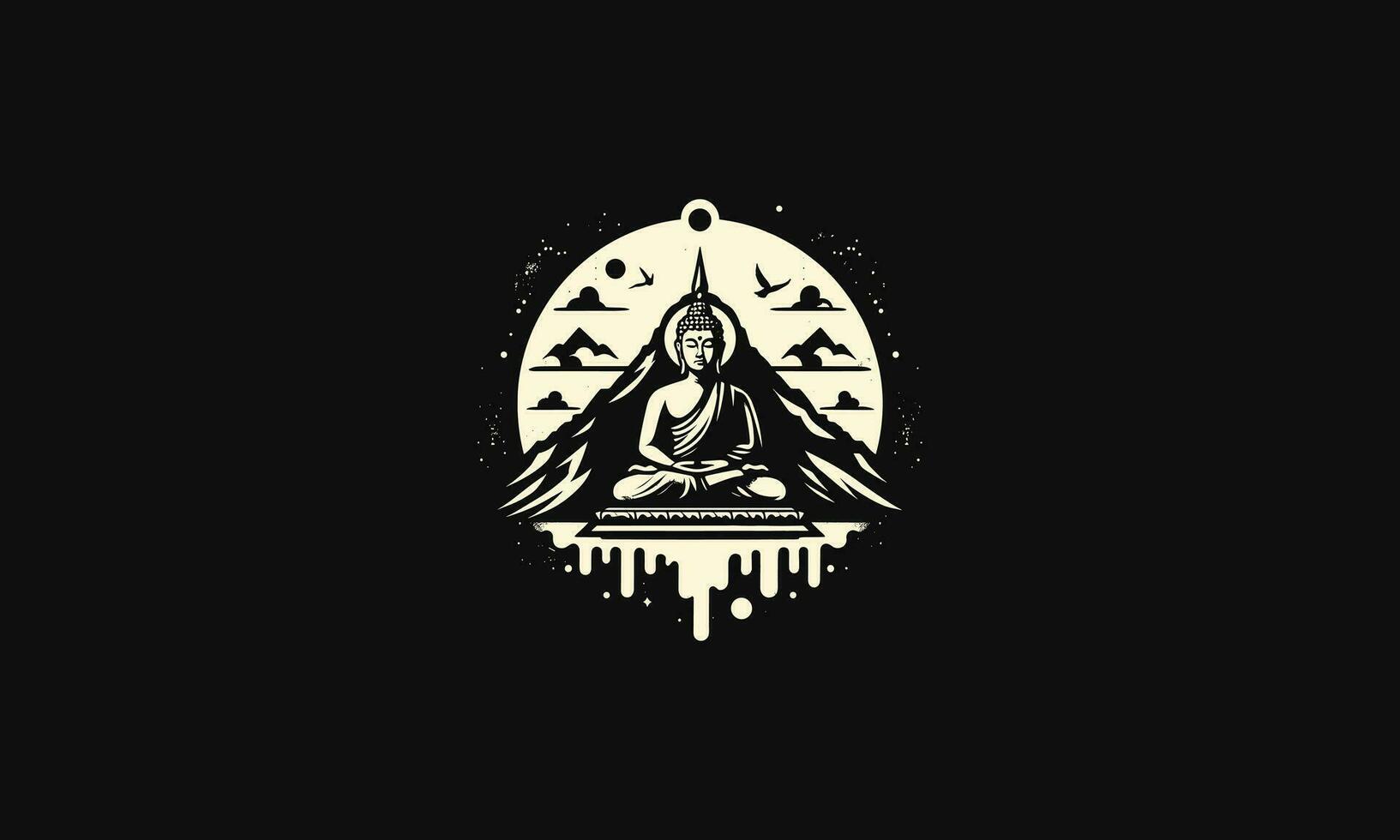 Buddha auf Berg Vektor Illustration eben Design