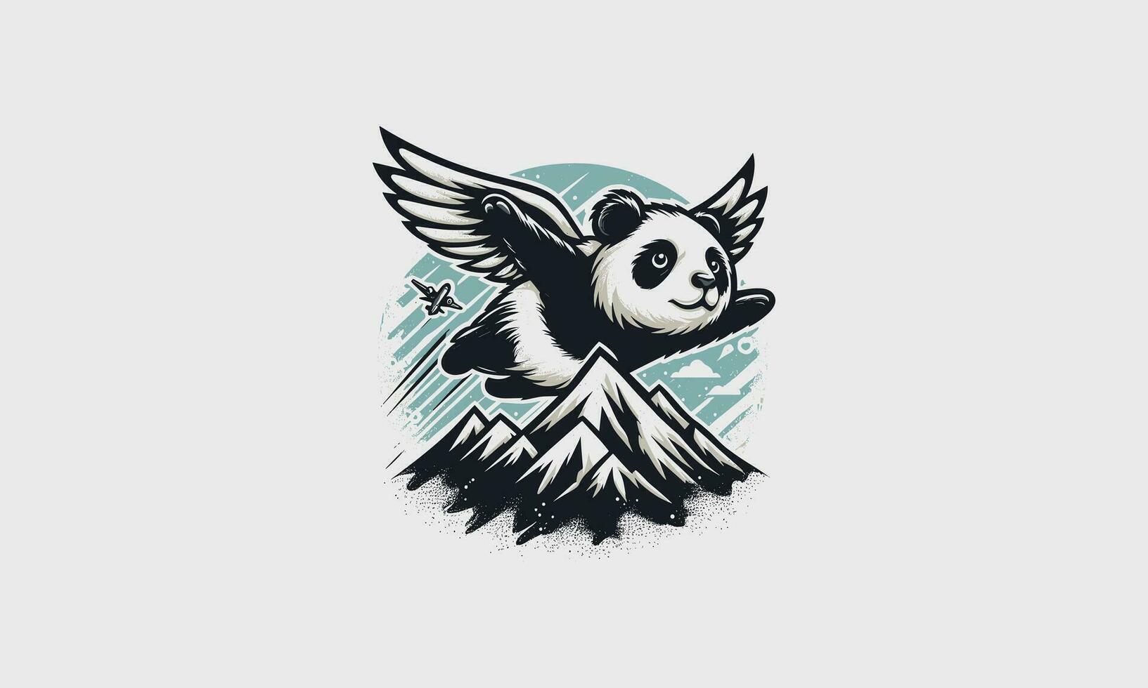 fliegend Panda auf Berg Vektor eben Design