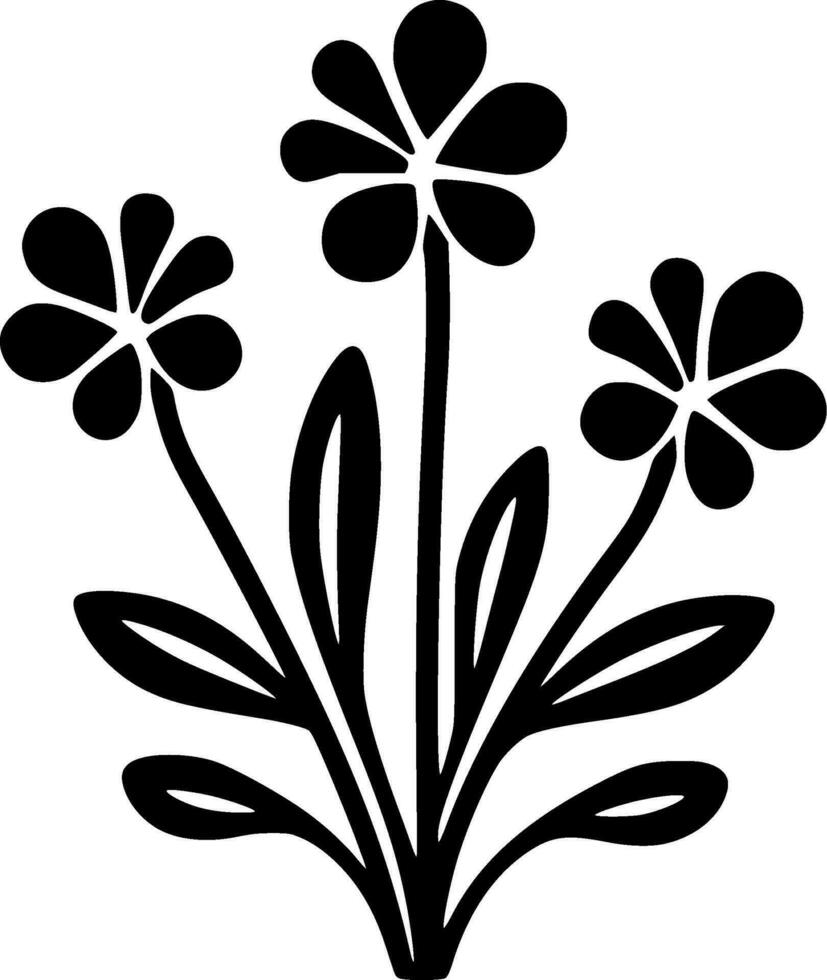 Blumen - - schwarz und Weiß isoliert Symbol - - Vektor Illustration