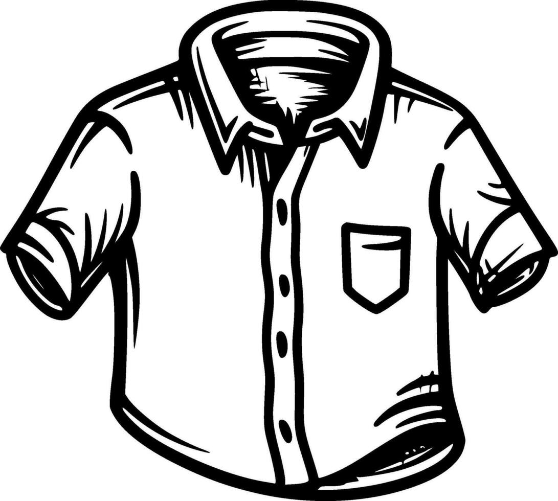 skjorta - svart och vit isolerat ikon - vektor illustration
