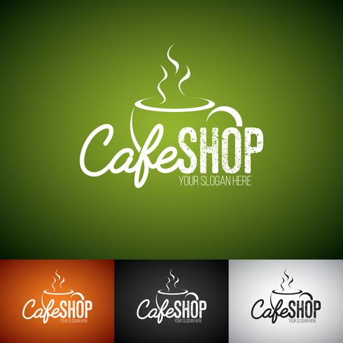 Coffe Cup Vector Logo Design Mall. Set med Cofe Shop etikettillustration med olika färger.