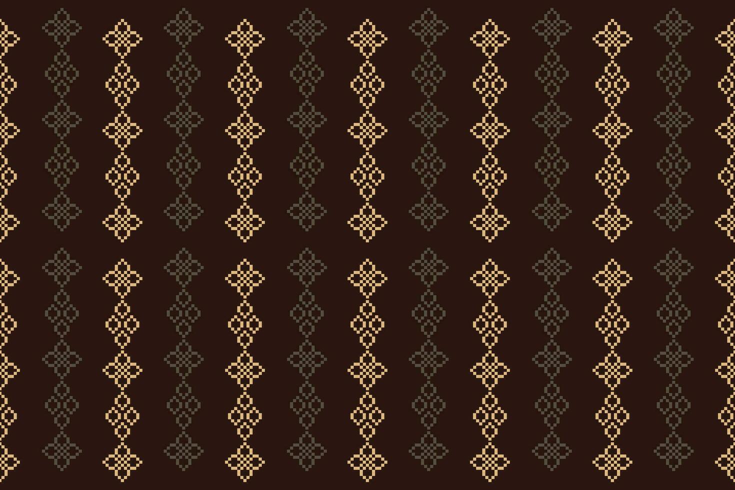 ethnisch geometrisch Stoff Muster Kreuz Stich.ikat Stickerei ethnisch orientalisch Pixel Muster braun Hintergrund. abstrakt, vektor, illustration. Textur, Kleidung, Schal, Dekoration, Teppich, Seide Hintergrund. vektor