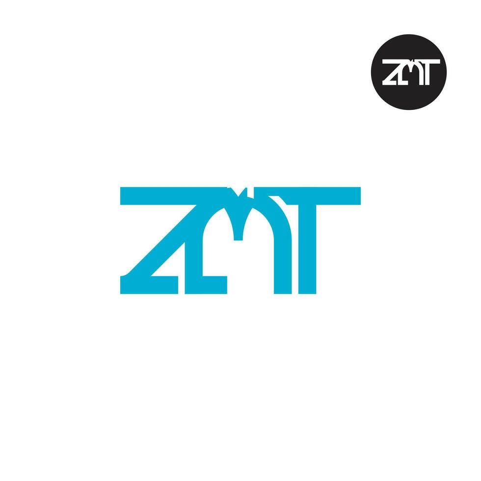 brev zmt monogram logotyp design vektor