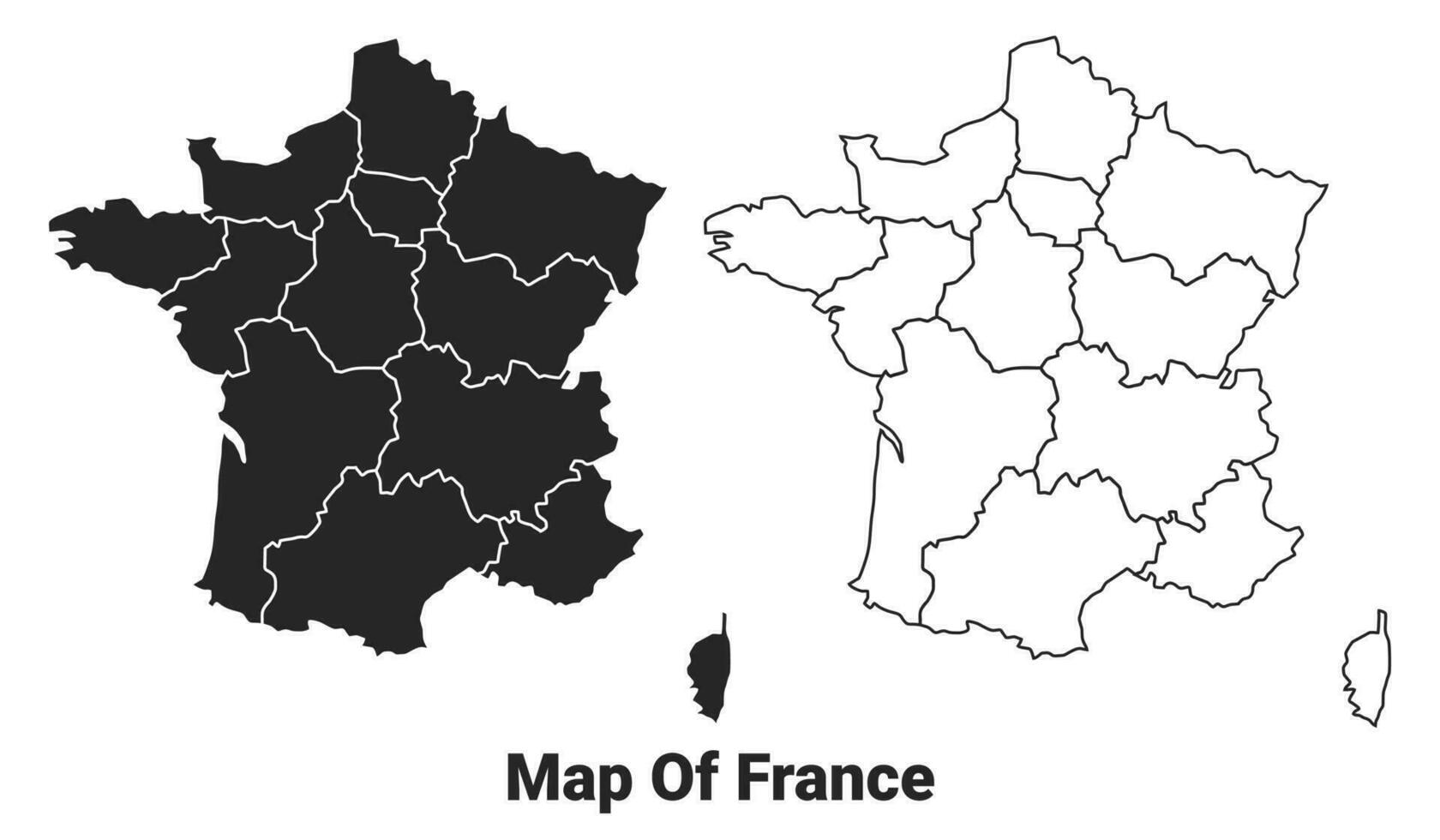 Vektor schwarz Karte von Frankreich Land mit Grenzen von Regionen