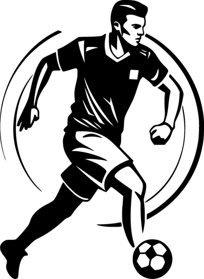 fotboll - svart och vit isolerat ikon - vektor illustration