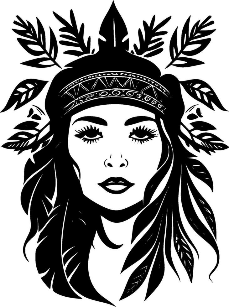 Boho - - schwarz und Weiß isoliert Symbol - - Vektor Illustration