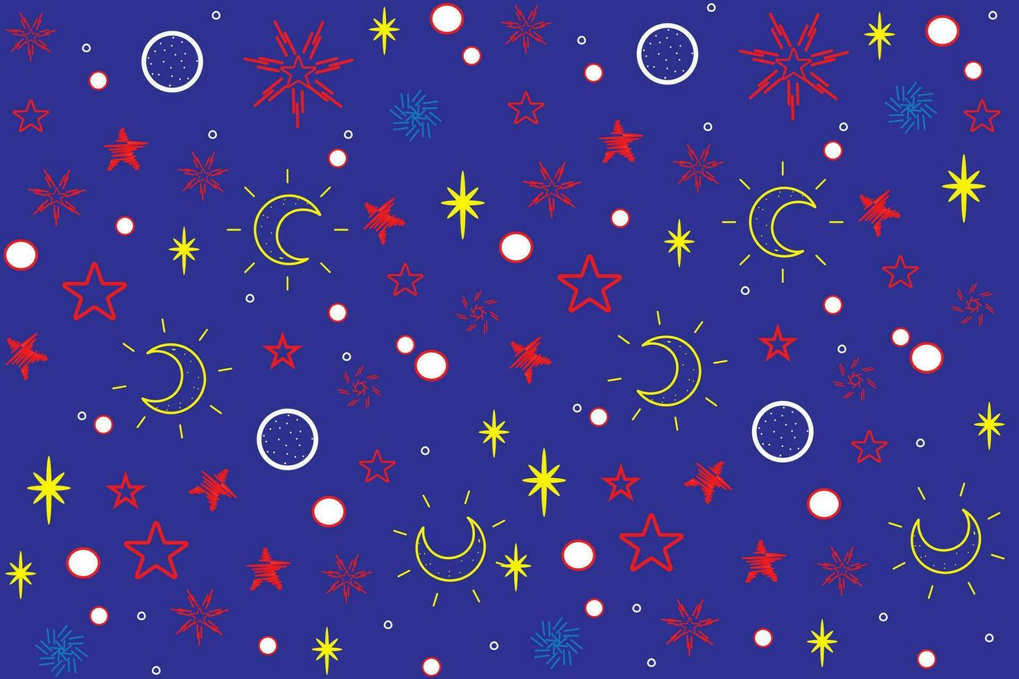Illustration von abstrakt Mond und Sterne auf tief Blau Hintergrund. vektor