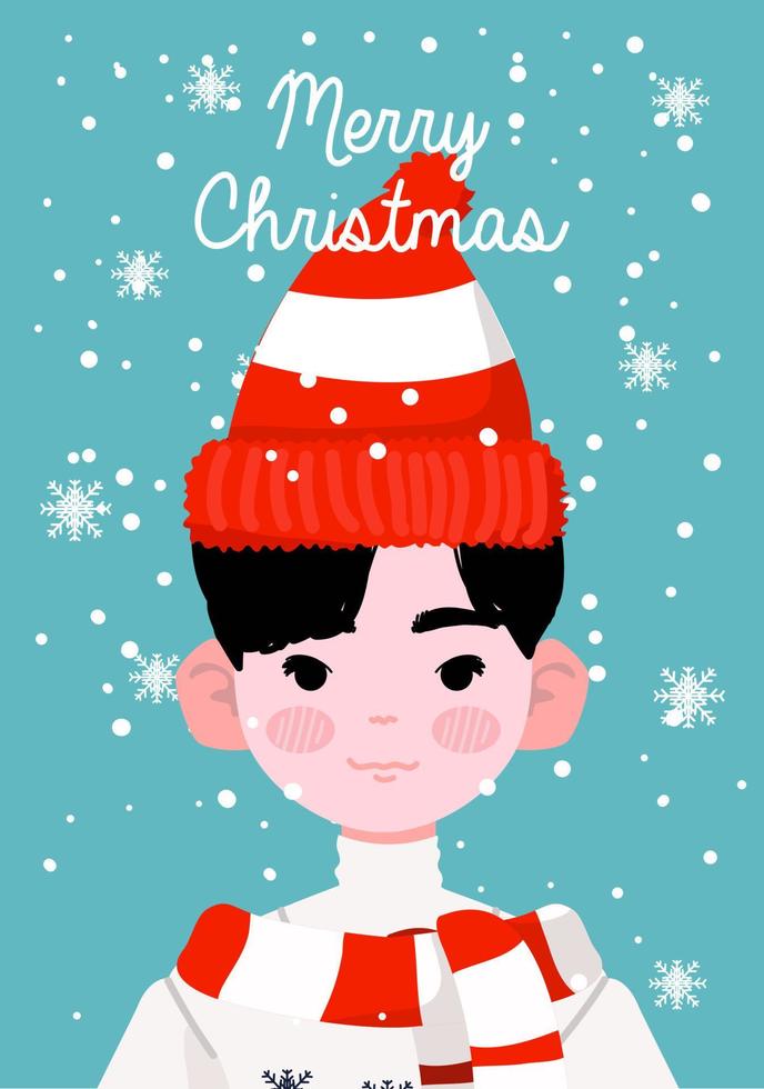 Weihnachtsjunge Charakter Vektor Postkarte