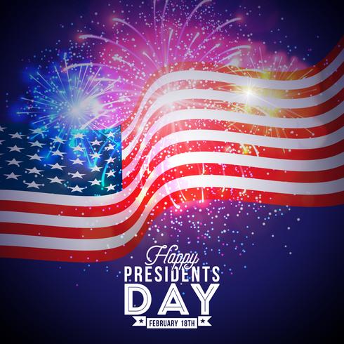 Happy Presidents Day of USA Vektorillustration. Firande Design med flagga vektor