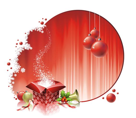 Vektor jul illustration med presentförpackning på röd bakgrund