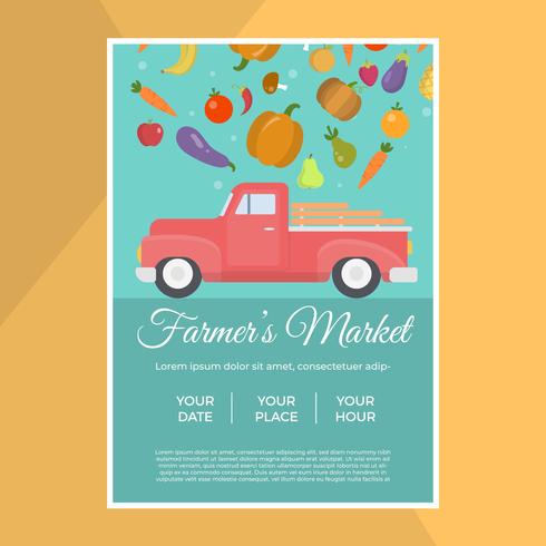 Flat Local Farmer&#39;s Market Flyer Vector Mall