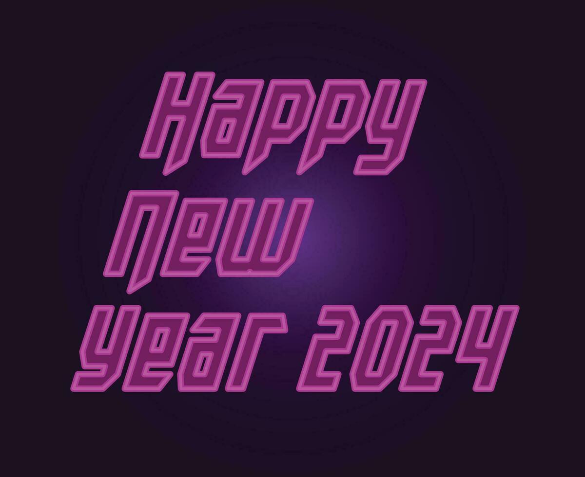 Lycklig ny år 2024 abstrakt neon lila grafisk design vektor logotyp symbol illustration