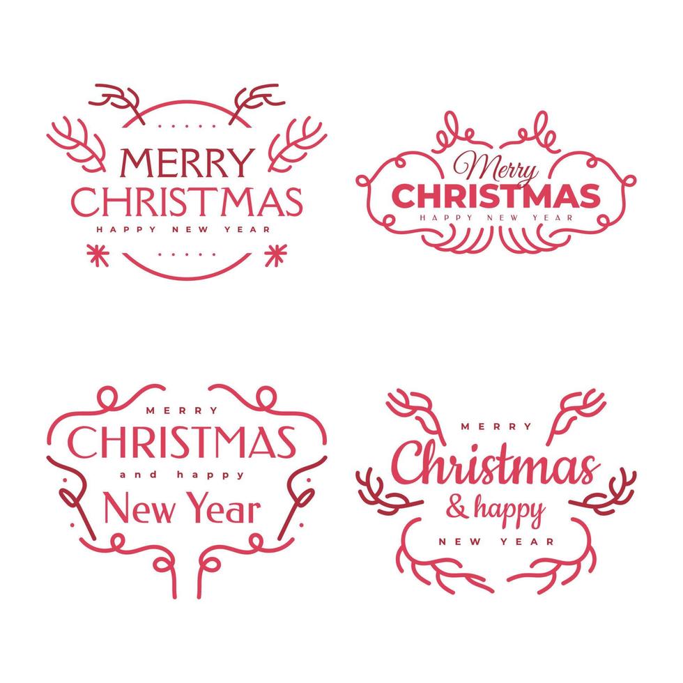 Frohe Weihnachten und ein glückliches neues Jahr Schriftzug Design für Karte, Banner oder Poster. Frohe Weihnachten-Typografie-Set vektor