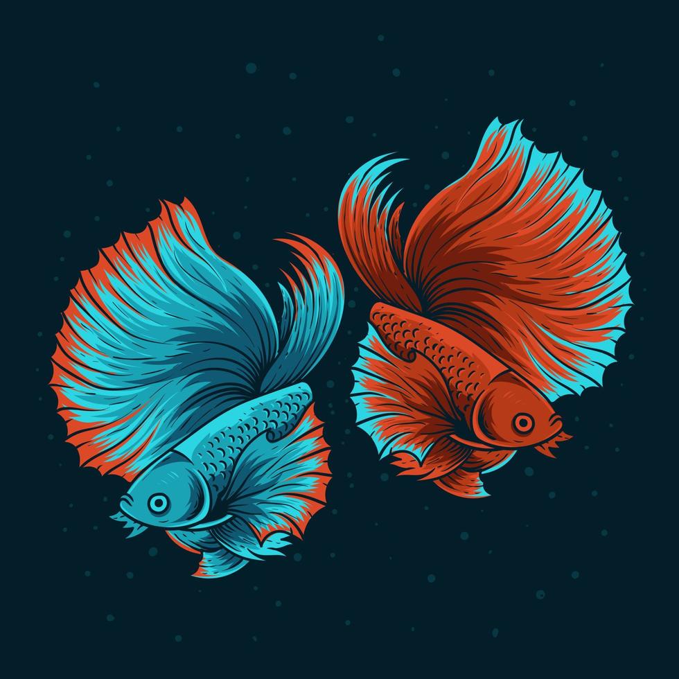Abbildung zwei schöne Beta-Fische vektor