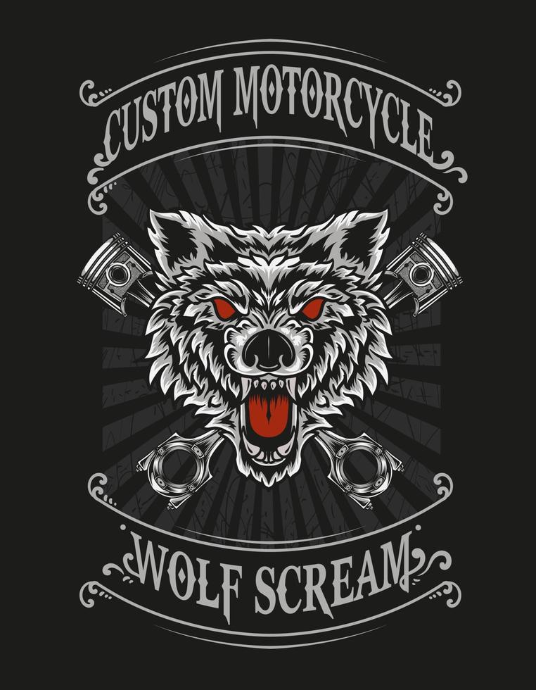 Abbildung Wolf benutzerdefiniertes Motorradlogo vektor