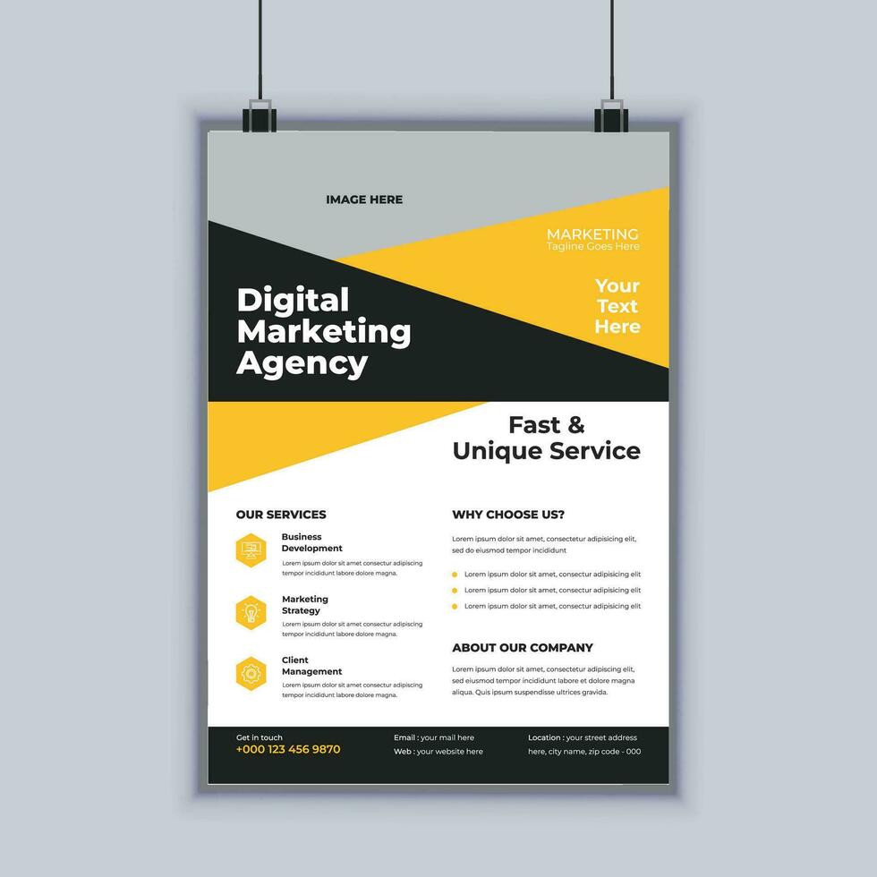 digital marknadsföringsbyrå flyer designmall vektor