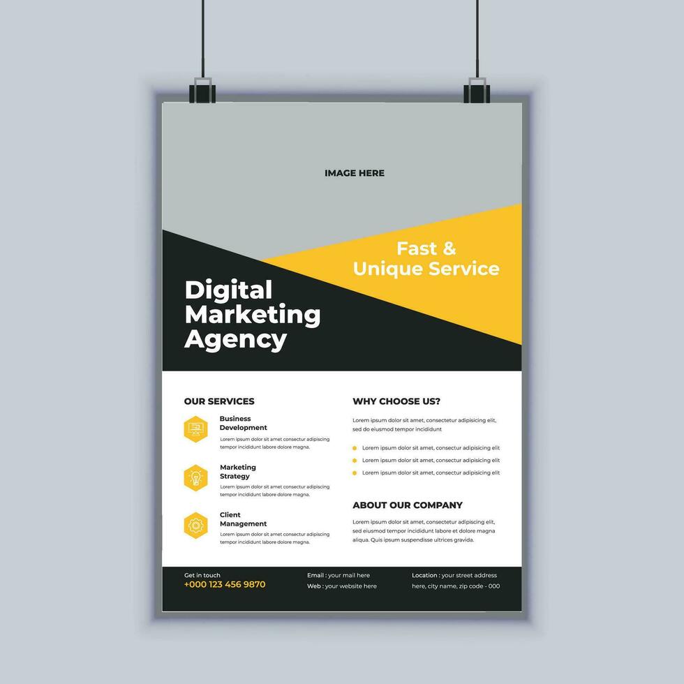 digital marknadsföringsbyrå flyer designmall vektor