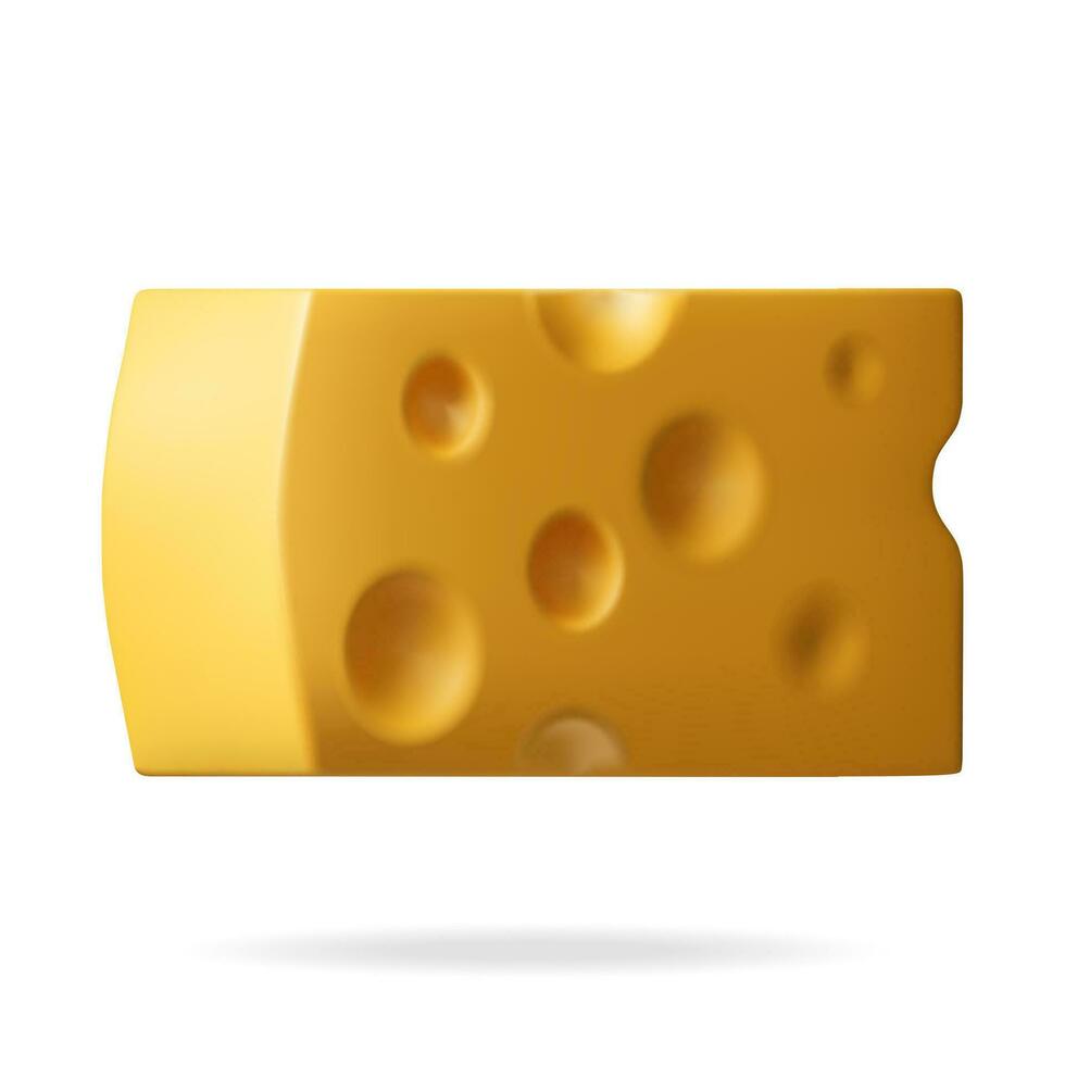 3d Stück von Käse isoliert auf Weiß. machen Käse Symbol. Milch Molkerei Produkt. realistisch organisch gesund Essen Symbol. Vektor Illustration