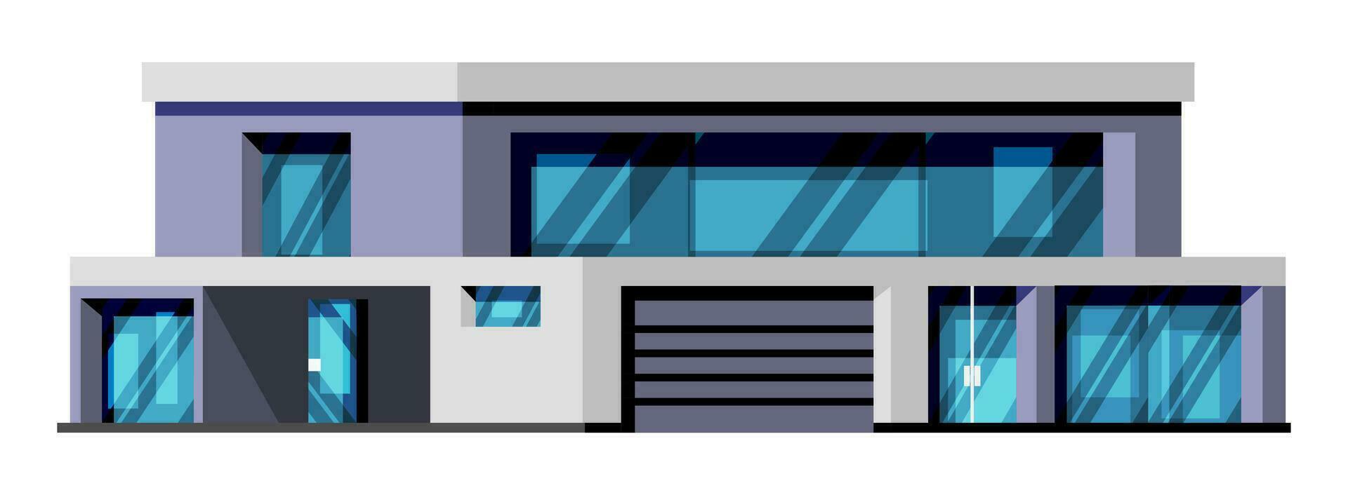 modern energi effektiv byggnad isolerat. exteriör eller Fasad av små stad lägenhet. urban fashioned bostads- tegel byggnad. förorts levande hus med balkonger. platt vektor illustration