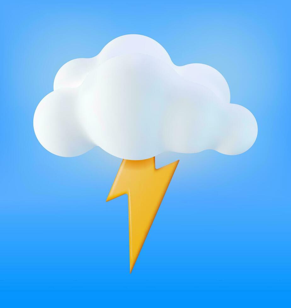 3d Wolke mit Blitz Symbol isoliert. machen Wetter Symbol. Gewitter im flauschige Wolke. realistisch Wetter Symbol. Vektor Illustration