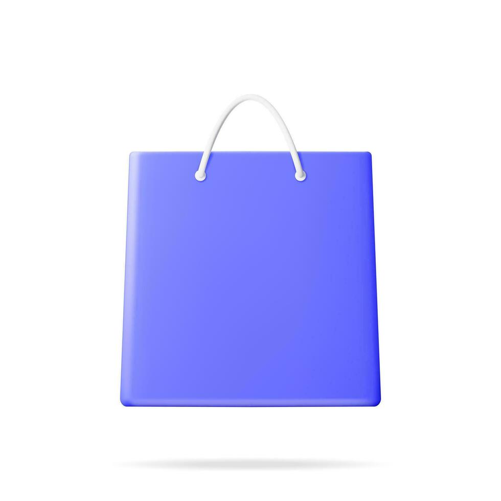 3d handla väska isolerat på vit bakgrund. framställa realistisk gåva väska. försäljning, rabatt eller undanröjning begrepp. uppkopplad eller detaljhandeln handla symbol. mode handväska. vektor illustration