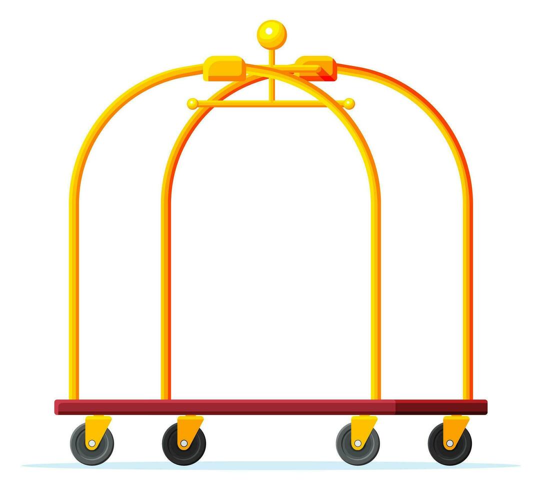 leeren Hotel Gepäck Wagen. Hotel Gepäck Wagen ohne Taschen isoliert. Handtruck zum Transport im Hotel oder Flughafen. Ferien und Reise. eben Vektor Illustration