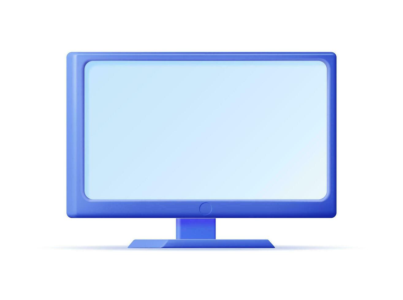 3d Karikatur pc Monitor isoliert. machen Computer lcd Anzeige spotten oben mit leer Bildschirm. eben Fernseher Symbol. Technologie Konzept. 3d Wiedergabe. minimal Vektor Illustration