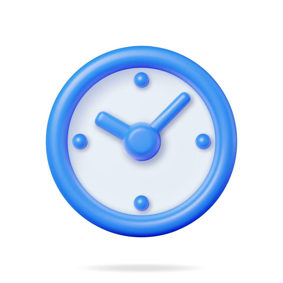 3d enkel klassisk runda vägg klocka isolerat. framställa larm klocka ikon. mått av tid, deadline, tidtagning och tid förvaltning begrepp. Kolla på symbol. minimal vektor illustration