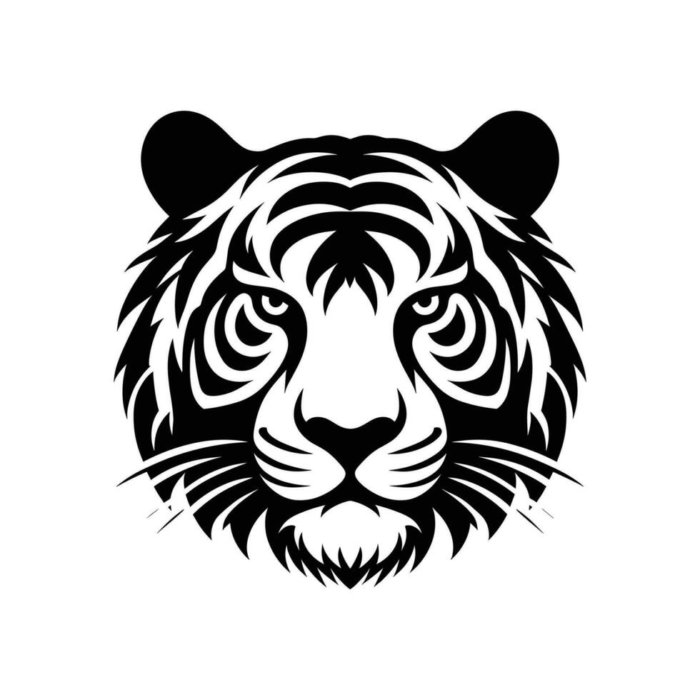 vektor illustration rytande tiger huvud silhuett logotyp design