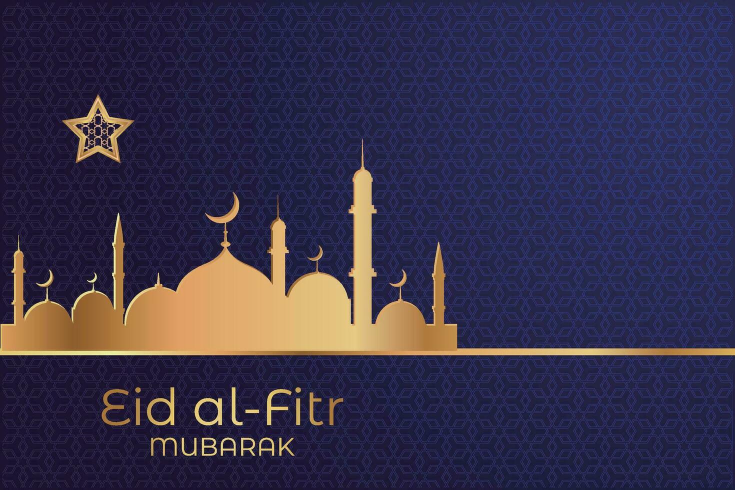 eid al-fitr Mubarak Gruß Karte mit Moschee und Sterne vektor