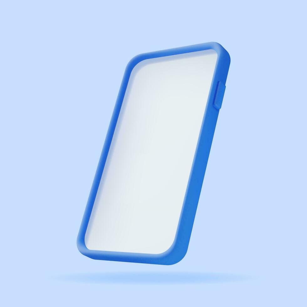 3d realistisk smartphone med tömma skärm. främre se smart telefon attrapp framställa. 3d telefon blå Färg. modern mobil grej enhet ikon. vektor illustration