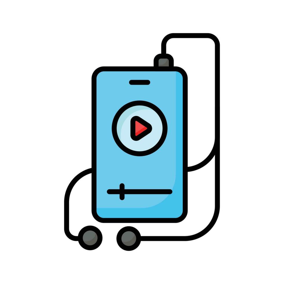 mobil video musik med handsfree, Fantastisk ikon av mobil video musik vektor