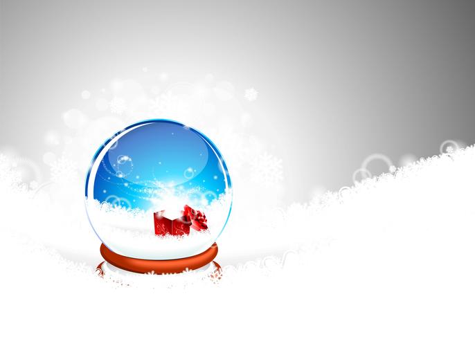 Weihnachtsabbildung mit Geschenkbox auf snowlakes. vektor