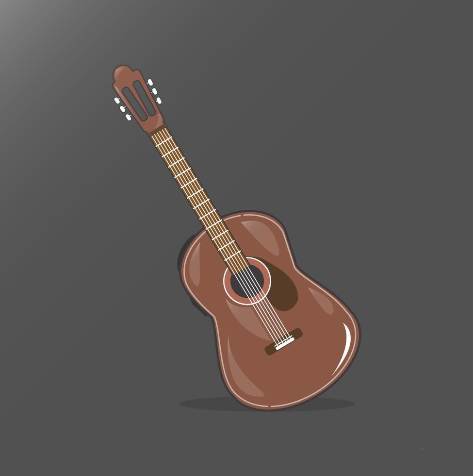 akustiska gitarrer isolerade på gul bakgrund. vektor illustration