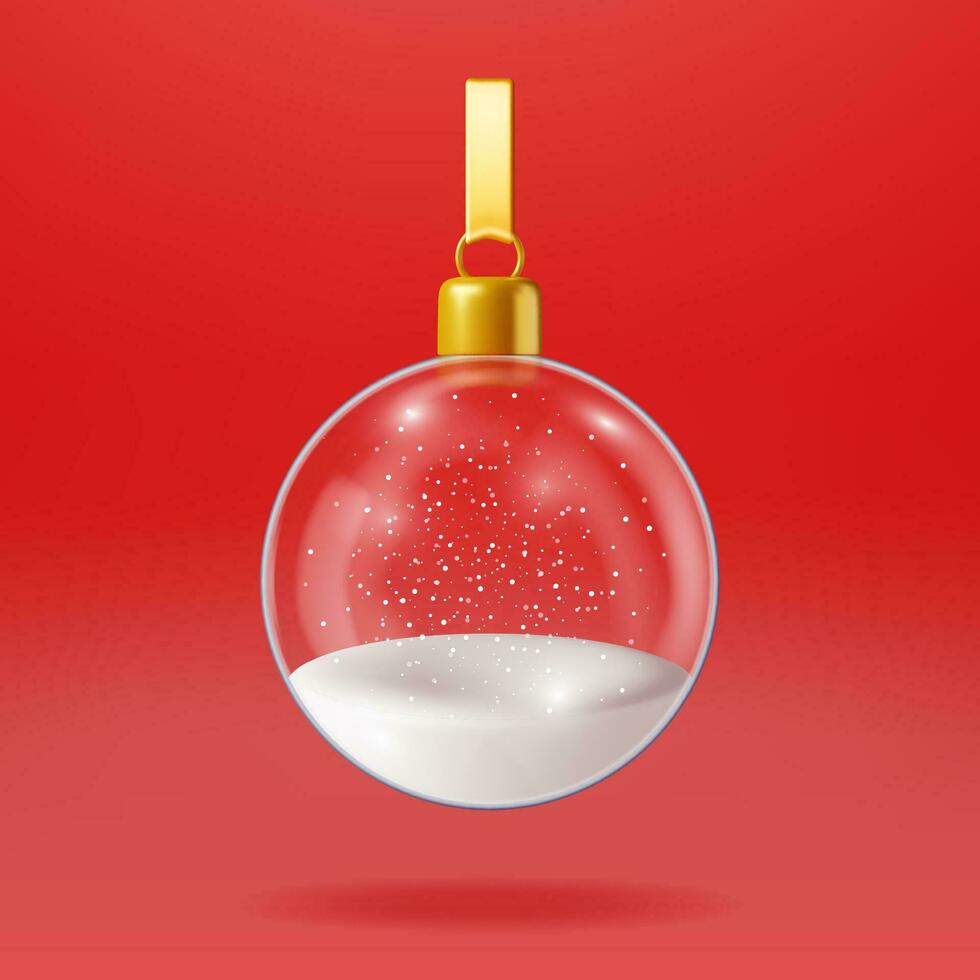 3d Glas Weihnachten Schnee Ball isoliert. machen leeren Schnee Speer Kugel. glücklich Neu Jahr Dekoration. fröhlich Weihnachten Urlaub. Neu Jahr Weihnachten Feier. realistisch Vektor Illustration