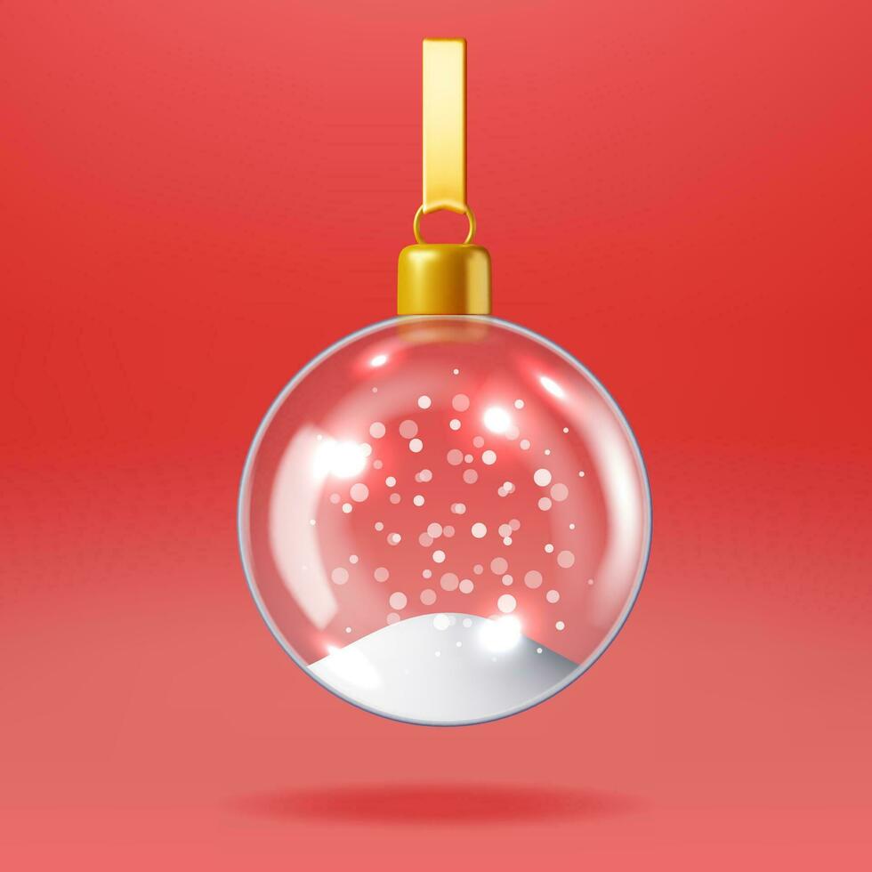 3d Glas Weihnachten Schnee Ball isoliert. machen leeren Schnee Speer Kugel. glücklich Neu Jahr Dekoration. fröhlich Weihnachten Urlaub. Neu Jahr Weihnachten Feier. realistisch Vektor Illustration